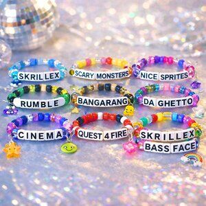 SKRILLEX | set of 10 Kandi festival / rave beaded bracelets